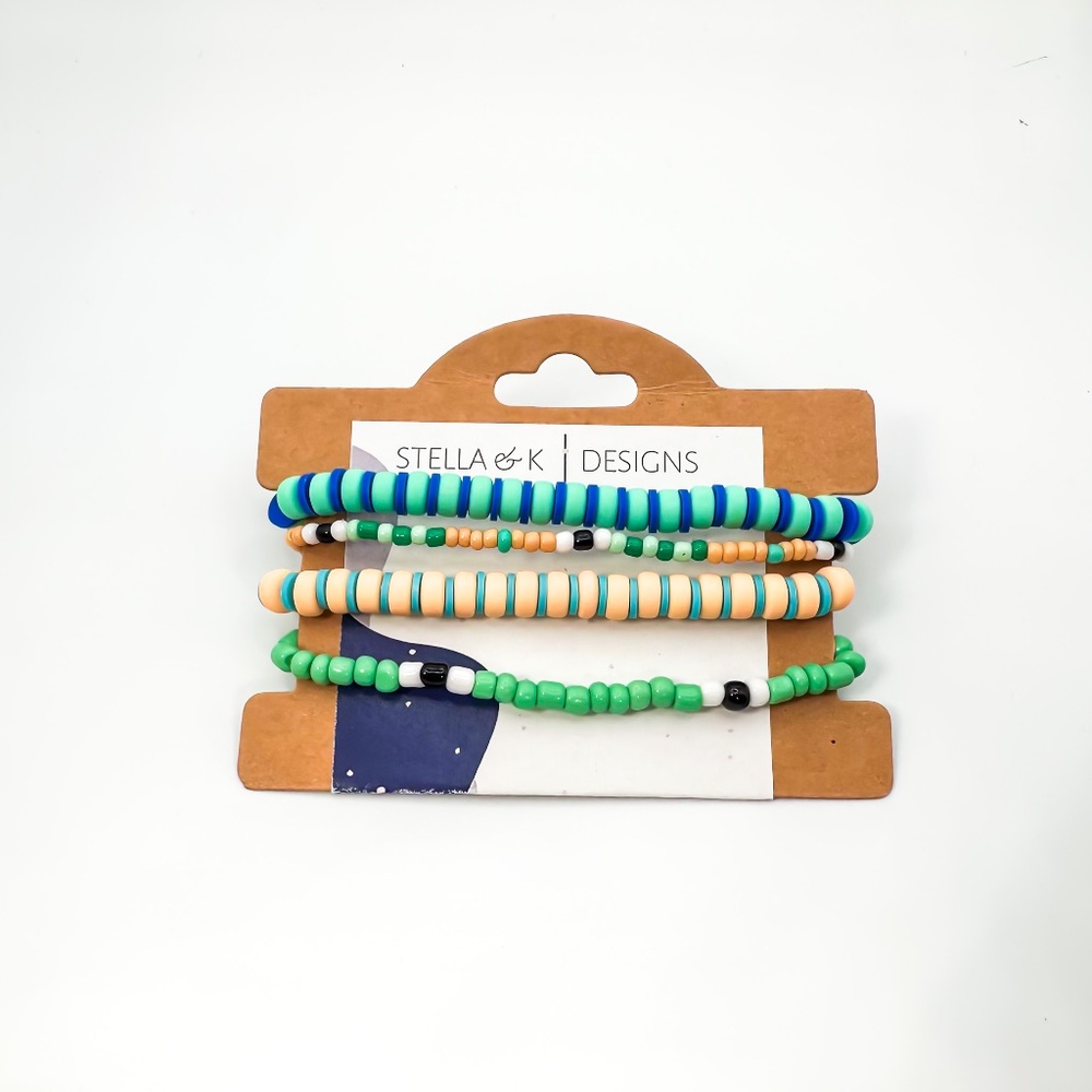 Set of 4 Hand Beaded Bracelets